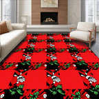 Red Plaid Floral Grove Rug