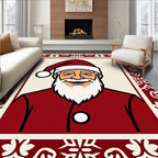 Festive Red Santa Portrait Border Rug