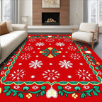 Red Snowflake Evergreen Garland Rug