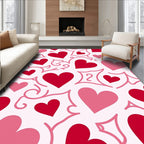 Romantic Red Pink Heart Swirls Rug