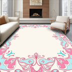 Pale Pink Floral Border Lace Rug