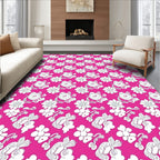 Pink Whimsical Creature Floral Repeat Rug