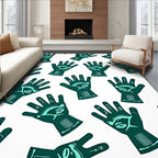 Teal Hand Eye Hieroglyph Arrangement Rug