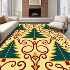 Teal Evergreen Vines Festive Rug