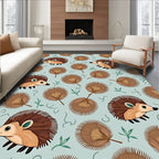 Cute Brown Hedgehog Leaf Medley Rug