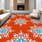 Orange Red Snowflakes Floral Repeat Rug