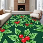 Green Holly Berry Festive Foliage Rug