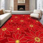 Bold Red Yellow Floral Bloom Rug