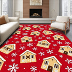 Festive Gingerbread Houses Snowflake Pattern Rug