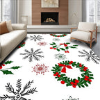 Festive Snowflake Wreath Holly Rug