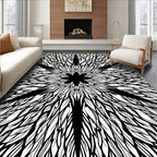 Black White Starburst Organic Textures Rug