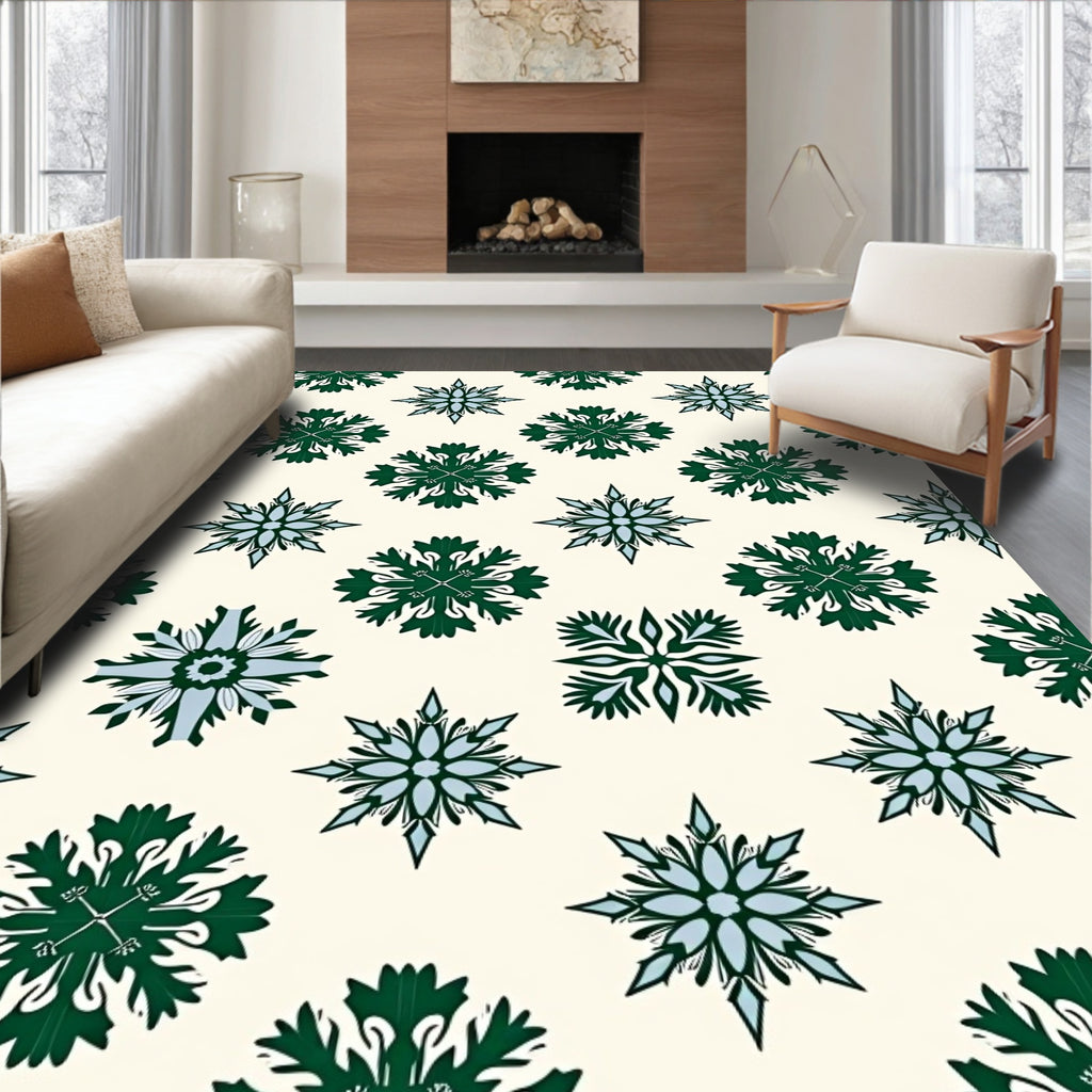 Emerald Green Starburst Snowflake Rug