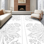Ornate Floral Medallion Line Art Rug
