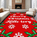 Festive Red Holly Snowflake Border Rug