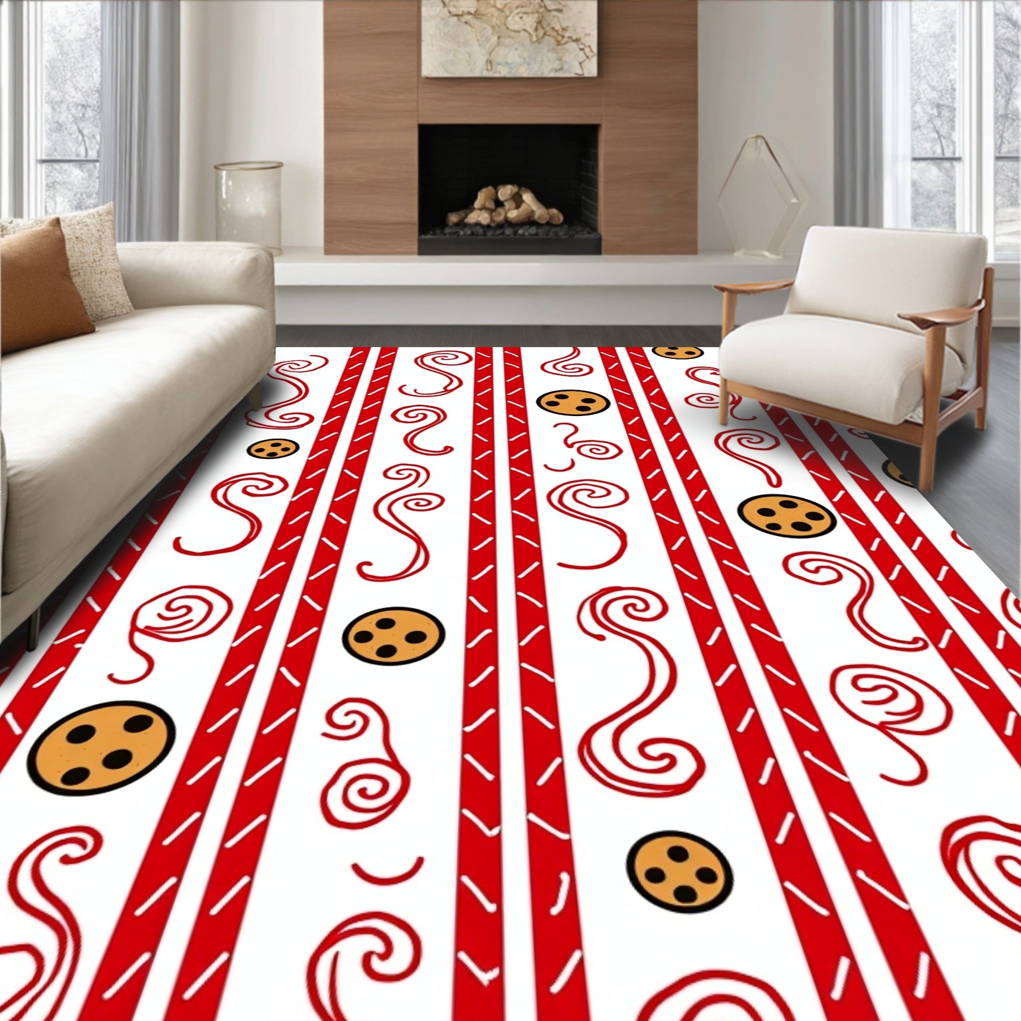 Red White Candy Swirl Cookie Rug
