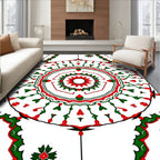 Red Green Medallion Mandala Rug