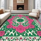 Pink Rose Floral Mandala Rug