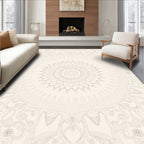 Cream Floral Sunburst Mandala Rug