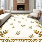 Golden Foliage Bordered Cream Rug