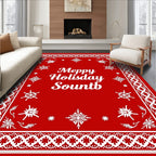 Red Snowflakes Bordered Graphic Rug