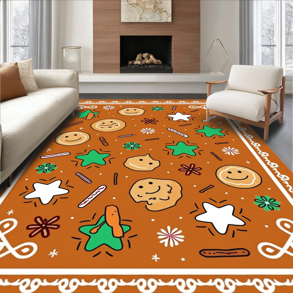 Whimsical Gingerbread Star Cookie Collage Rug