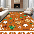 Whimsical Gingerbread Star Cookie Collage Rug