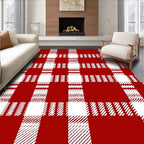 Classic Red White Plaid Checkered Rug