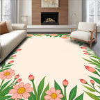 Delicate Pink Daisy Garden Border Rug