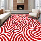 Bold Red Abstract Swirls Rug