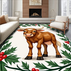 Brown Bull Holly Berry Garland Rug