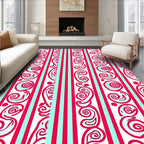 Crimson White Swirl Stripe Rug