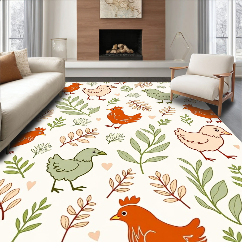 Farming Fun Chicken Foliage Repeat Rug