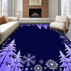Winter Snowflakes Purple Trees Border Rug