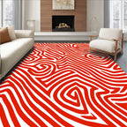 Vibrant Red Swirl Maze Rug