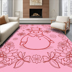 Charming Red Snowman Floral Border Rug
