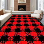 Crimson Checked Texture Rug