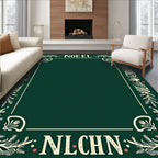 Emerald Noel Floral Border Rug