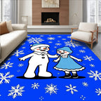 Happy Snowman Family Snowflake Collection Rug