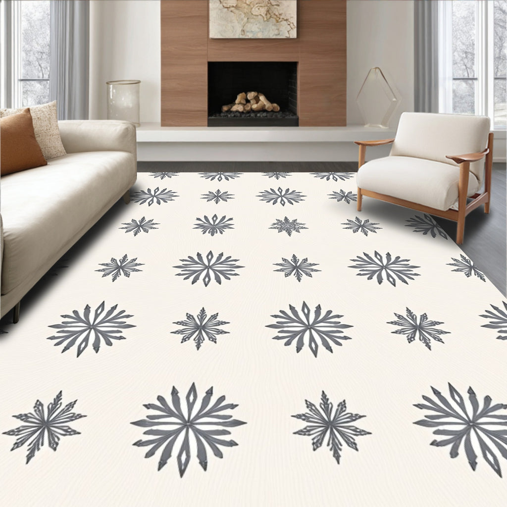 Gray Starburst Floral Background Rug