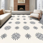 Gray Starburst Floral Background Rug