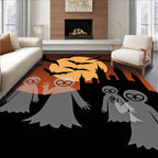 Spooky Moonlit Castle Bats and Ghosts Rug
