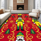 Red Nutcracker Soldier Christmas Trees Rug