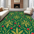 Green Golden Leaf Berry Sprig Rug
