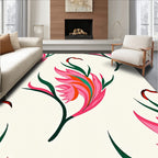 Vibrant Pink Green Flower Swirl Rug