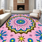 Pink Blue Yellow Floral Medallion Rug