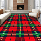 Classic Red Blue Green Plaid Check Rug