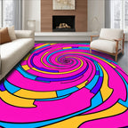 Vivid Pink Swirl Abstract Quilt Rug