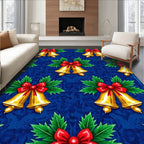 Golden Bells Holly Red Bow Rug