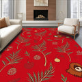Red Festive Branches Ornament Sloth Rug