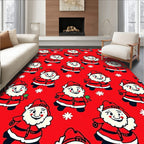 Red Santa Claus Snowflakes Repeating Rug